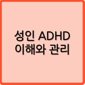 성인 ADHD 이해와 관리