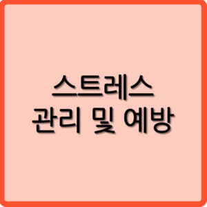 스트레스 관리 및 예방법
