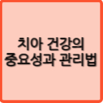 치아건강의 중요성과 관리법